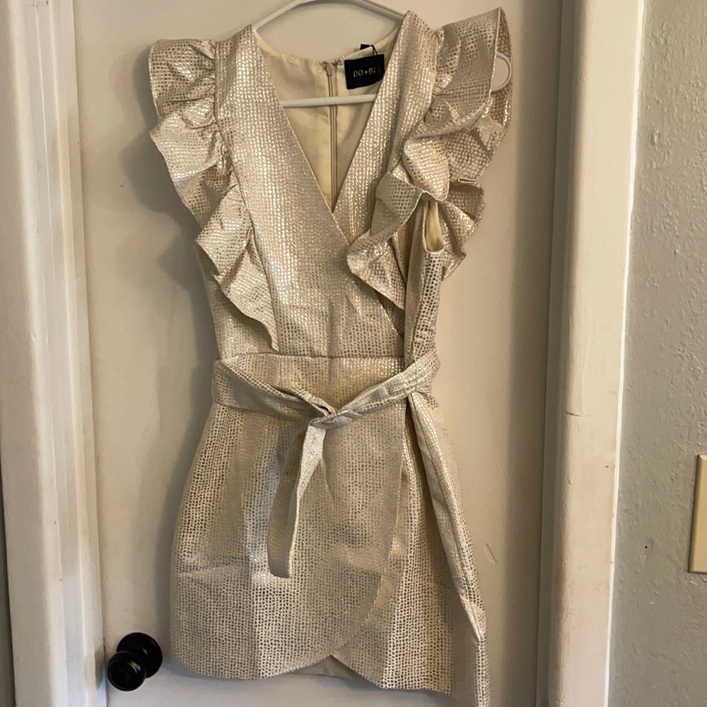 DO+BE metallic gold/silver dress, NWT